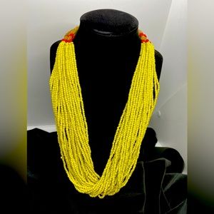 Canary Yellow Beaded Statement Necklace
